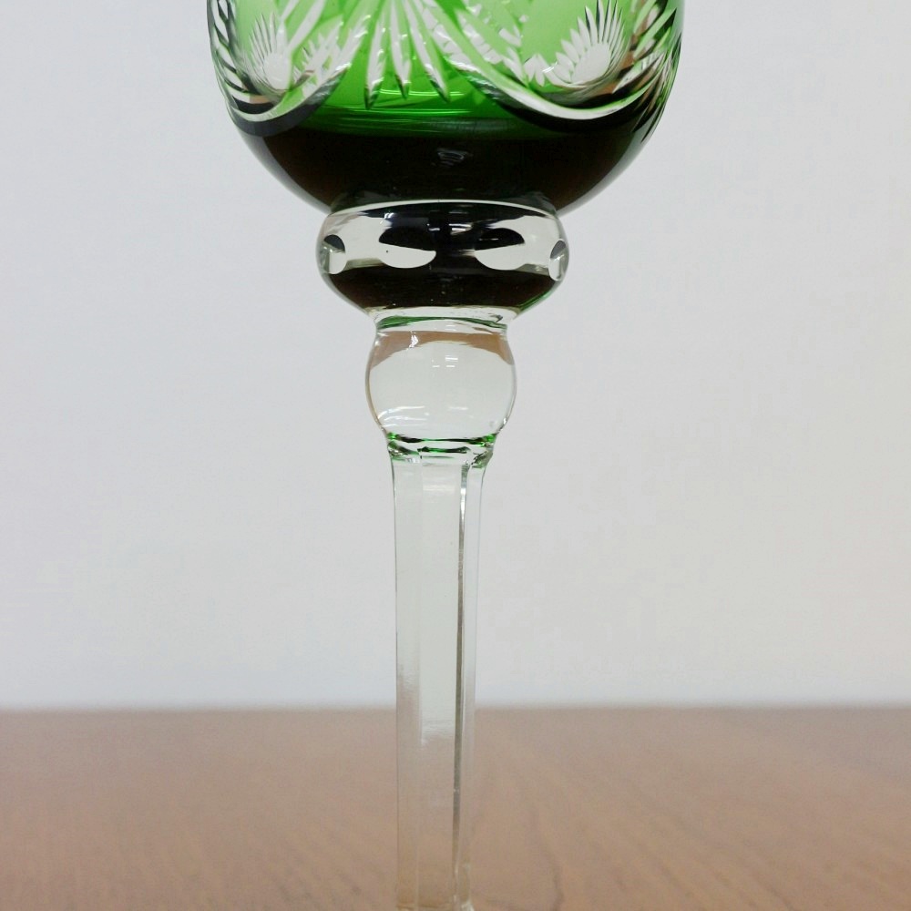 即納定番ボヘミア グラス エメラルド オパールガラス ワイン ゴブレット ステンド コップ・グラス・酒器
